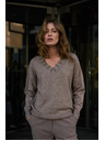 Moodo Smeđi džemper s dekorativnim izrezom Moodo