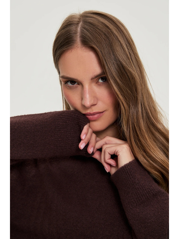 Moodo Glatki smeđi džemper Moodo