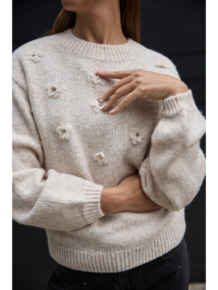 Moodo Bež džemper s aplikacijom Moodo