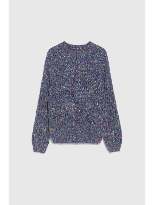 Moodo Tamno plavi džemper ukrašen šarenim koncem Moodo