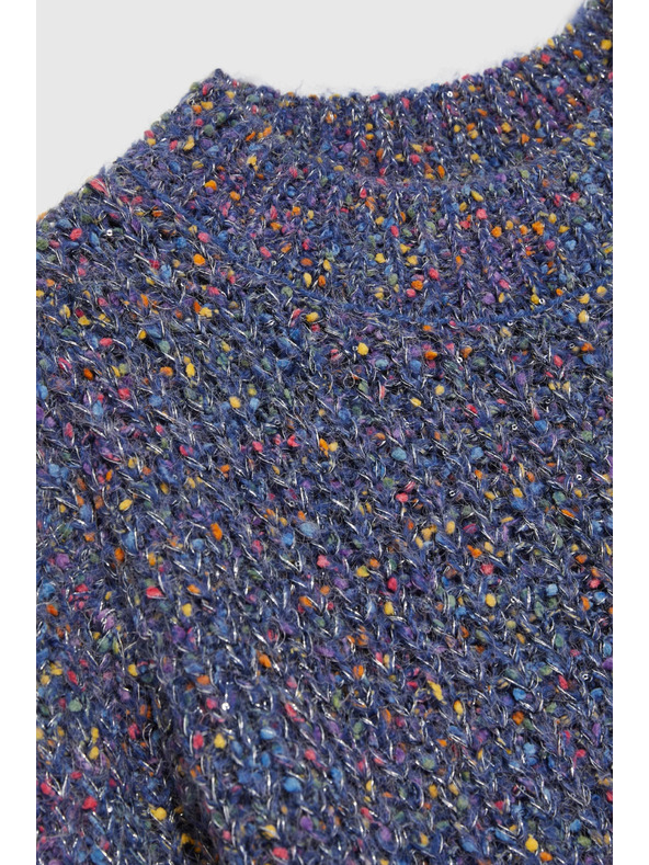 Moodo Tamno plavi džemper ukrašen šarenim koncem Moodo