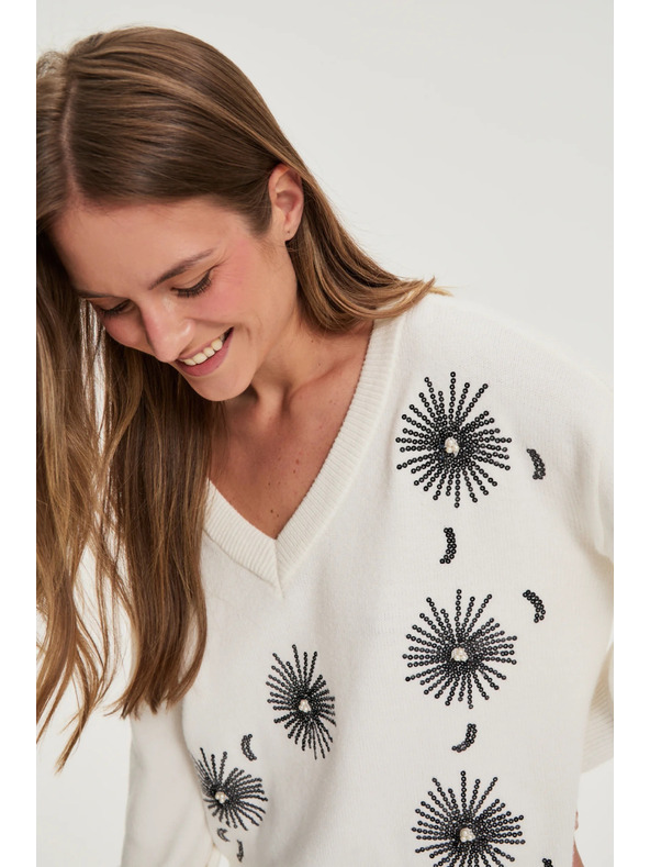 Moodo Bijeli džemper s šljokicama Moodo