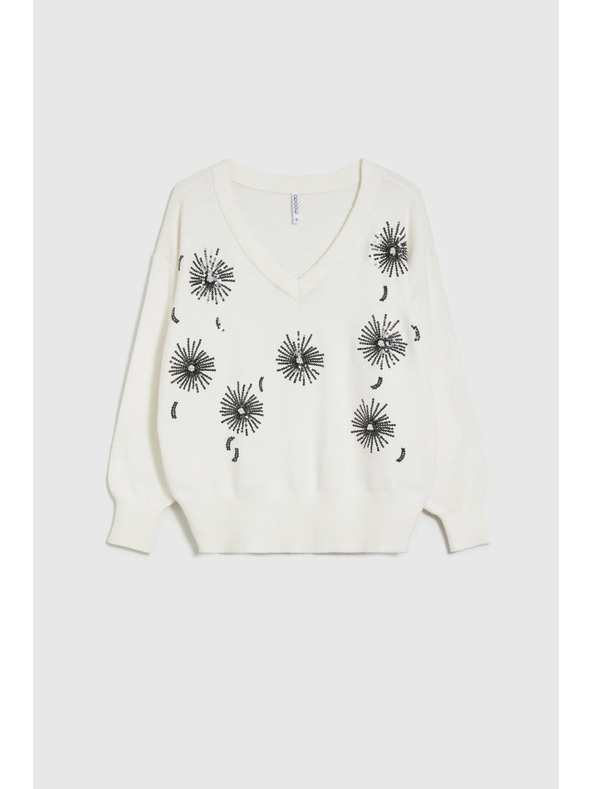 Moodo Bijeli džemper s šljokicama Moodo