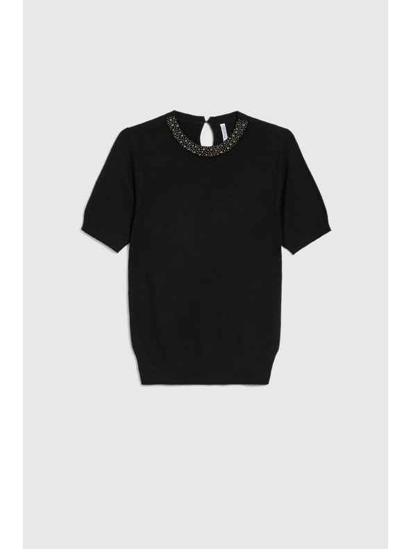 Moodo Crni džemper s dekorativnim izrezom Moodo