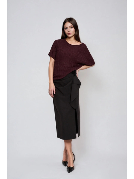 Moodo Smeđi pulover s kratkim rukavima Moodo