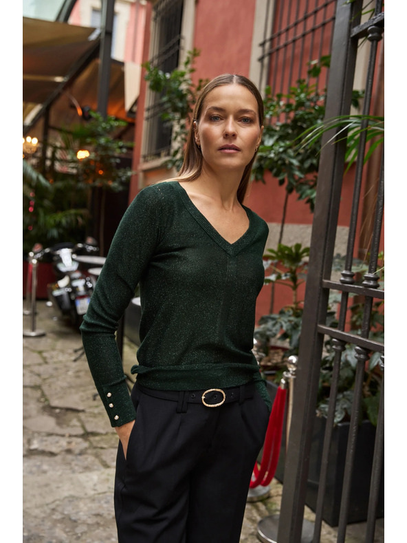 Moodo Zeleni džemper s metalnim vlaknom Moodo