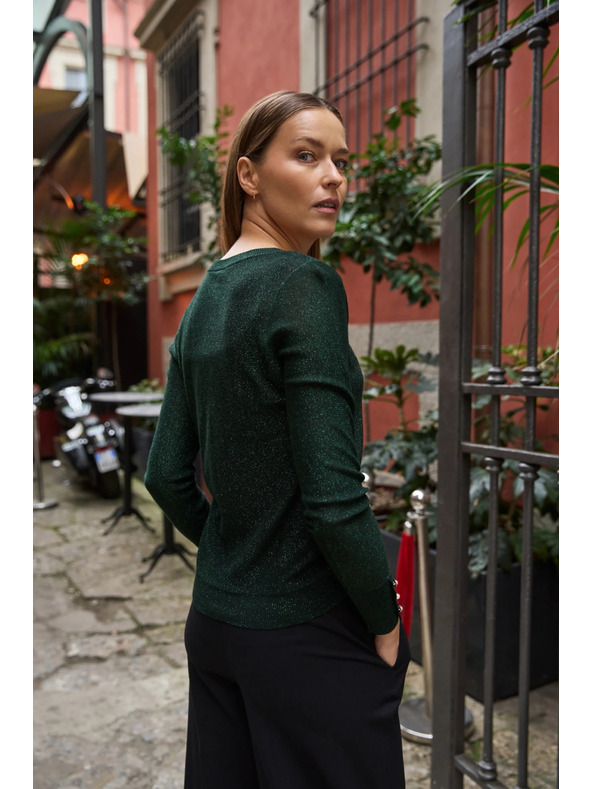 Moodo Zeleni džemper s metalnim vlaknom Moodo