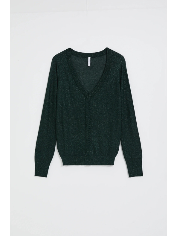 Moodo Zeleni džemper s metalnim vlaknom Moodo