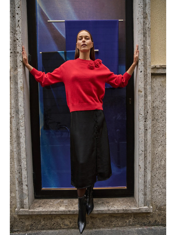 Moodo Crveni džemper s ružom Moodo