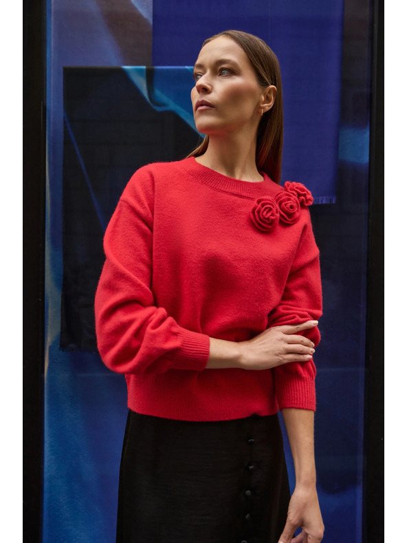 Moodo Crveni džemper s ružom Moodo