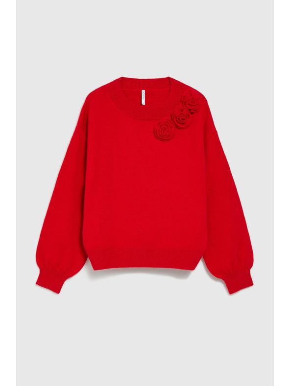 Moodo Crveni džemper s ružom Moodo