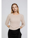 Moodo Rebrasti džemper s napuhnutim rukavima bež Moodo