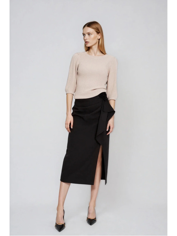 Moodo Rebrasti džemper s napuhnutim rukavima bež Moodo