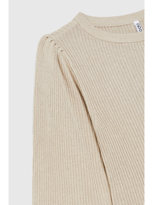 Moodo Rebrasti džemper s napuhnutim rukavima bež Moodo