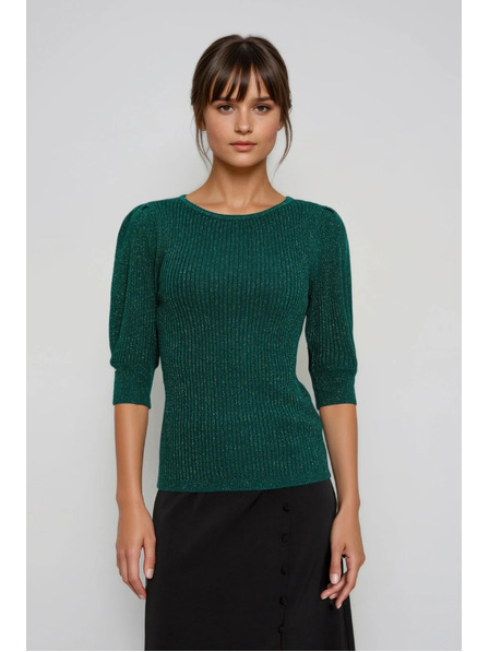 Moodo Zeleni džemper s napuhnutim rukavima Moodo