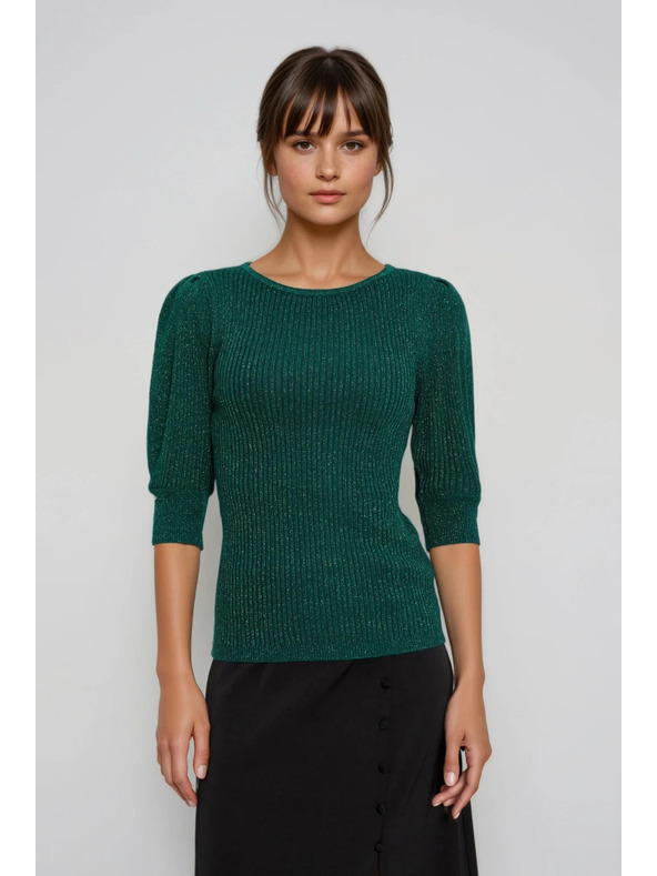 Moodo Zeleni džemper s napuhnutim rukavima Moodo