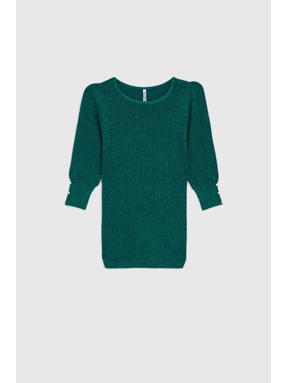 Moodo Zeleni džemper s napuhnutim rukavima Moodo