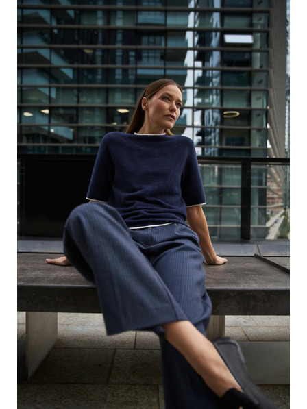 Moodo Tamno plavi džemper s kratkim rukavima Moodo