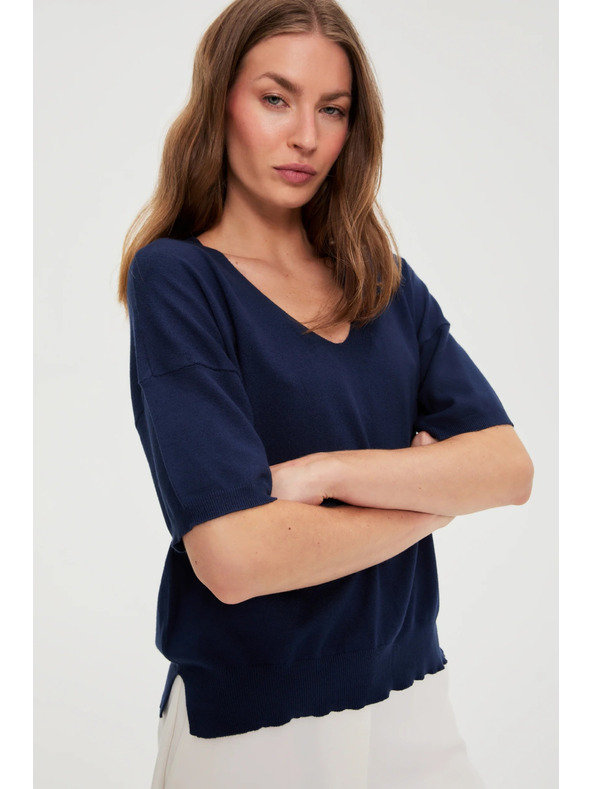 Moodo Tamno plavi džemper s kratkim rukavima Moodo