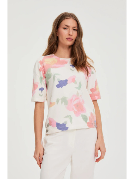 Moodo Džemper s cvjetnim uzorkom bijeli Moodo