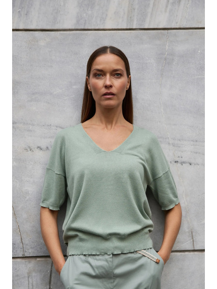 Moodo Maslinasti džemper s kratkim rukavima Moodo