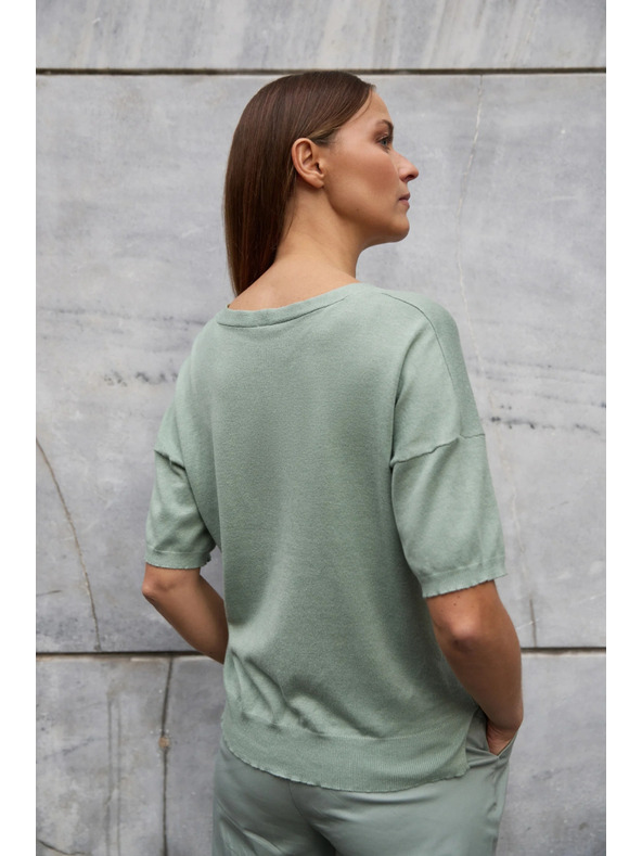 Moodo Maslinasti džemper s kratkim rukavima Moodo