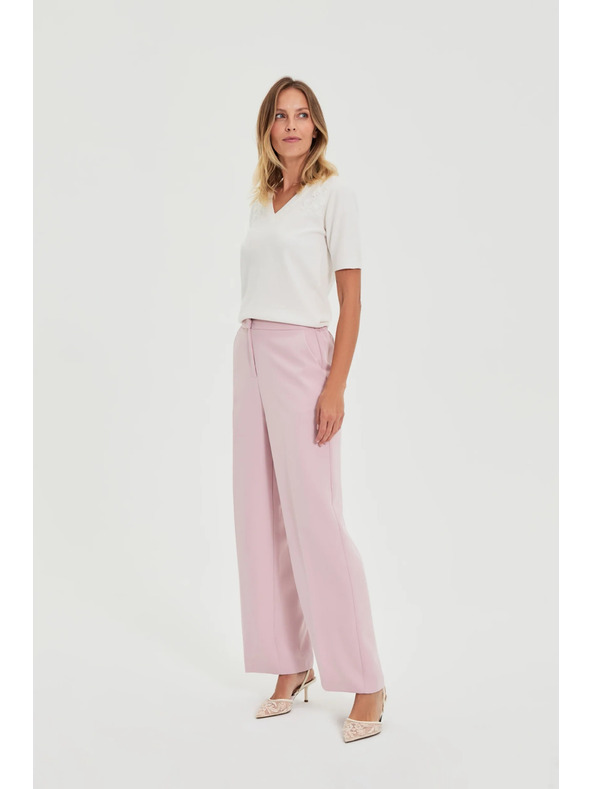 Moodo Bijeli džemper s kratkim rukavima i V-izrezom Moodo