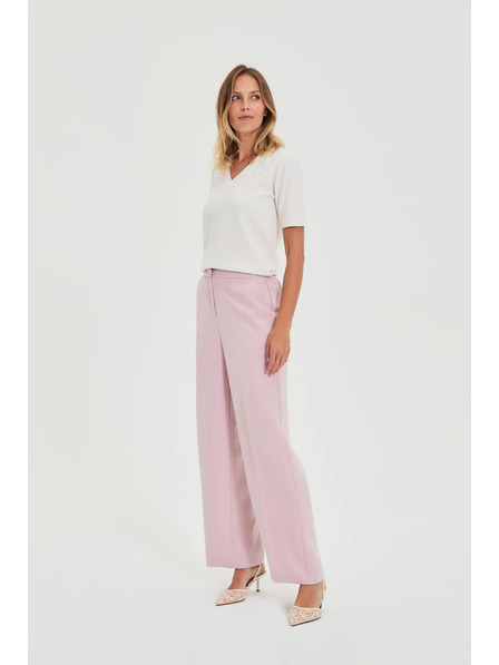 Moodo Bijeli džemper s kratkim rukavima i V-izrezom Moodo