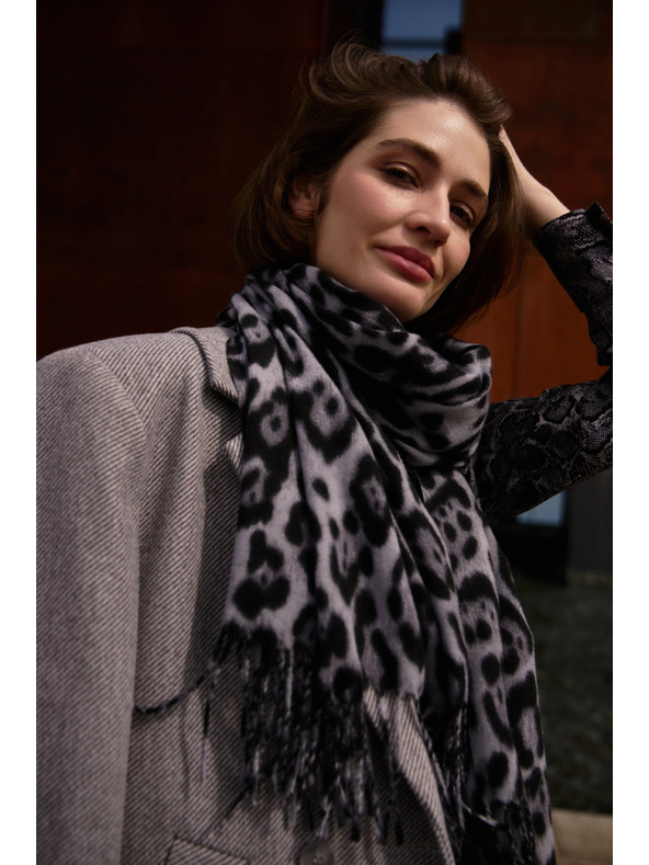 Moodo Šal u leopardjem uzorku sivi Moodo