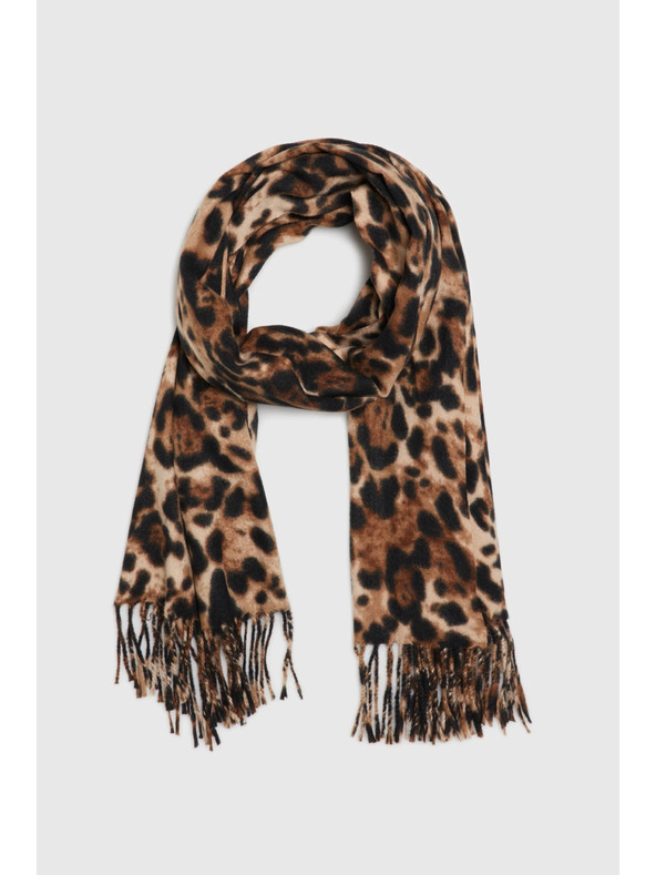 Moodo Šal u leopardjem uzorku s resicama smeđi Moodo