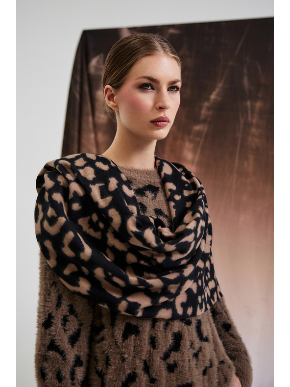 Moodo Smeđi šal s leopard uzorkom Moodo