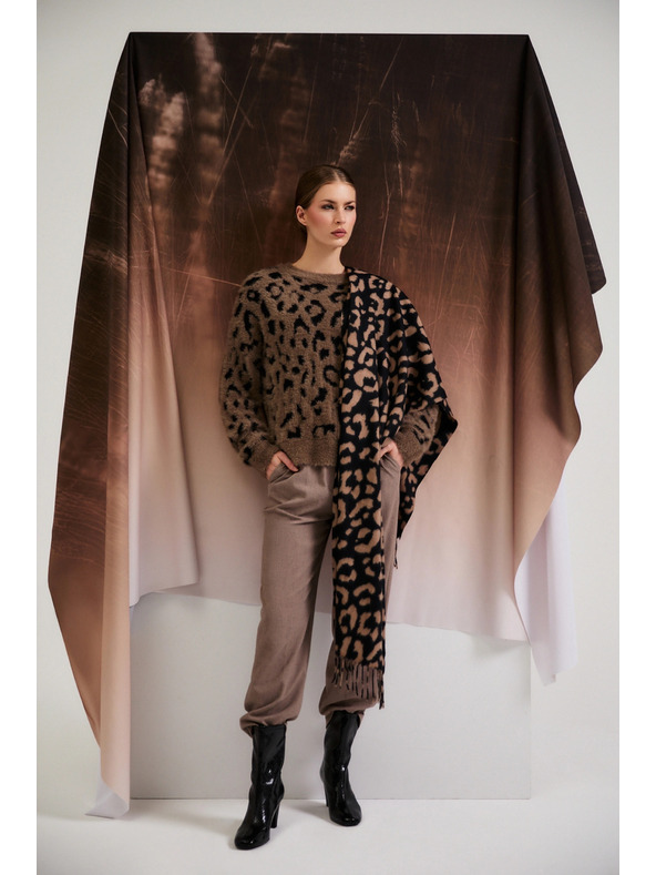 Moodo Smeđi šal s leopard uzorkom Moodo