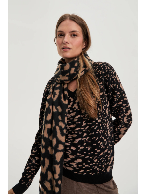 Moodo Smeđi šal s leopard uzorkom Moodo