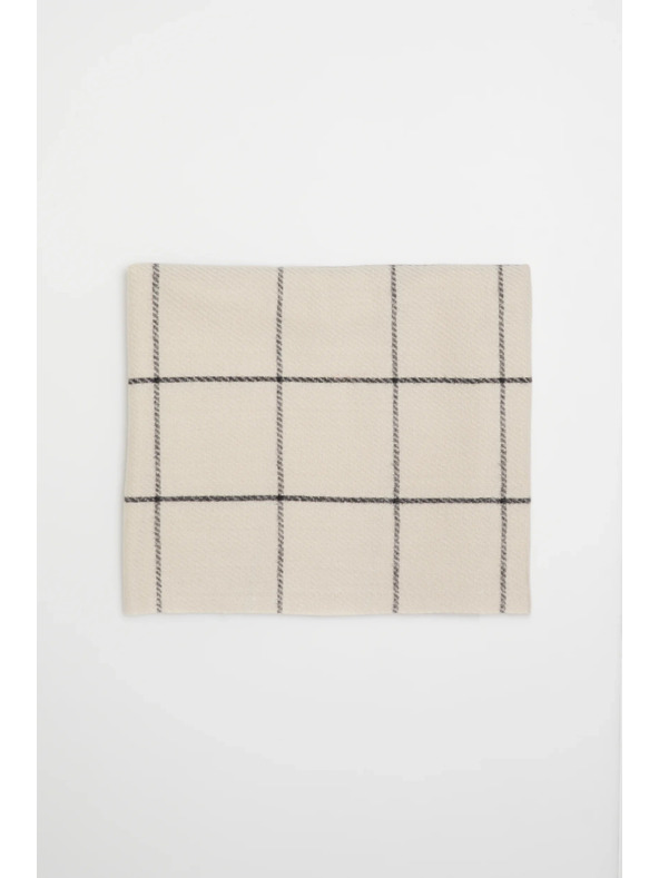 Moodo Šal u kockama s resicama bež Moodo