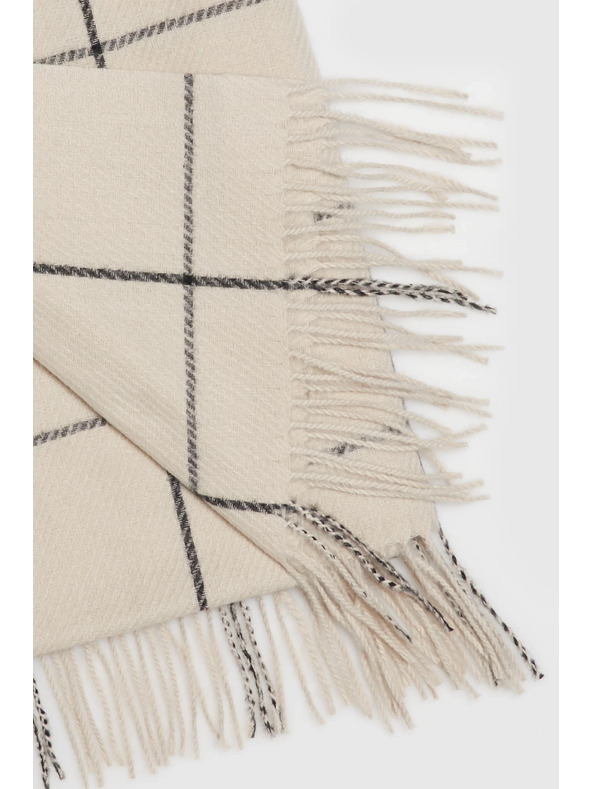 Moodo Šal u kockama s resicama bež Moodo