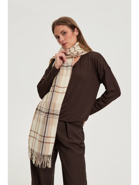 Moodo Šal u mrežasti uzorak bež Moodo