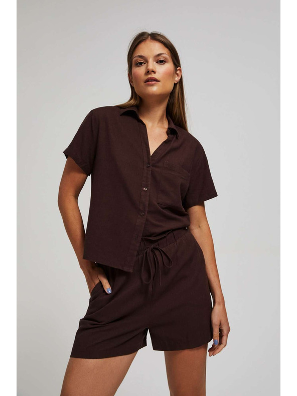 Moodo Glatke kratke hlače s vezivanjem tamnosmeđe Moodo