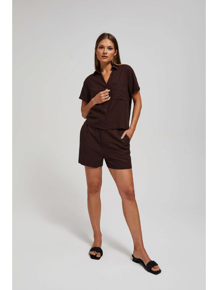 Moodo Glatke kratke hlače s vezivanjem tamnosmeđe Moodo