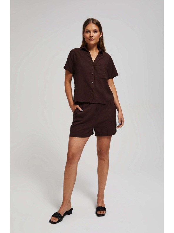 Moodo Glatke kratke hlače s vezivanjem tamnosmeđe Moodo