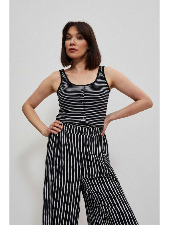 Moodo Crno-bijeli prugasti top s gumbima Moodo