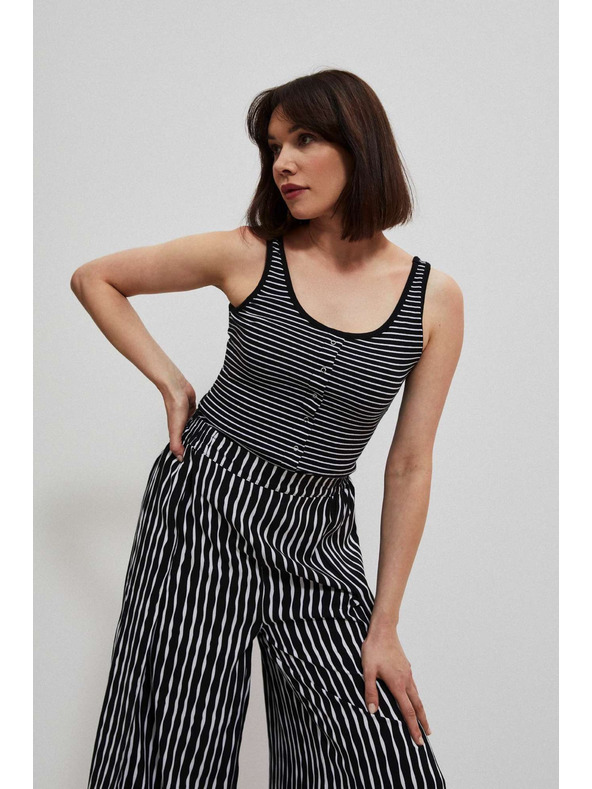 Moodo Crno-bijeli prugasti top s gumbima Moodo