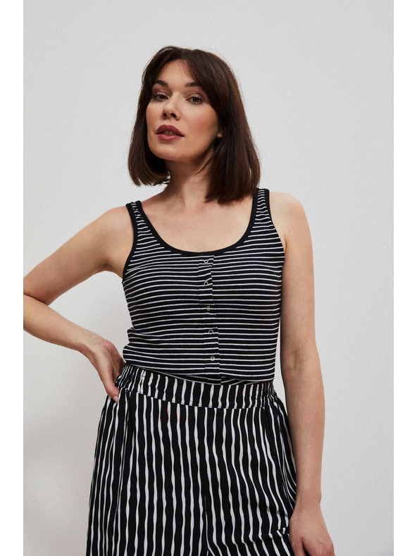 Moodo Crno-bijeli prugasti top s gumbima Moodo
