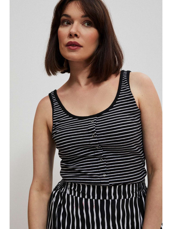 Moodo Crno-bijeli prugasti top s gumbima Moodo