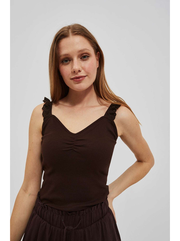 Moodo Tamnosmeđi top s ukrasnim naramenicama Moodo