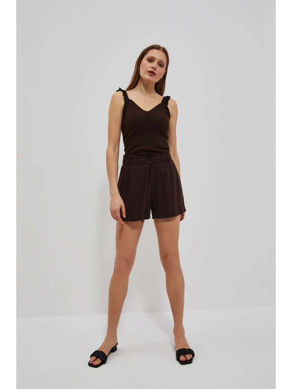 Moodo Tamnosmeđi top s ukrasnim naramenicama Moodo