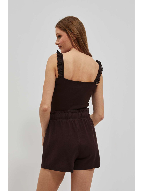 Moodo Tamnosmeđi top s ukrasnim naramenicama Moodo