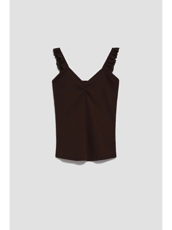 Moodo Tamnosmeđi top s ukrasnim naramenicama Moodo