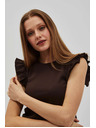 Moodo Tamnosmeđa bluza s volanima na ramenu Moodo