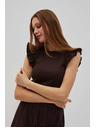 Moodo Tamnosmeđa bluza s volanima na ramenu Moodo