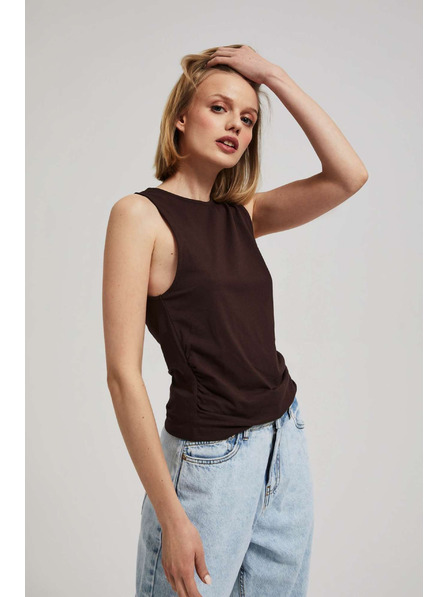 Moodo Tamnosmeđi top sa naborima sa strane Moodo